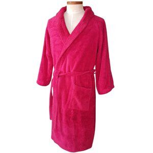 D. Porthault Egyptian Cotton Terry Mens S Bathrobe Shawl Collar Cranberry Red